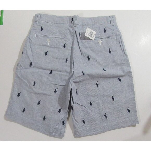 Polo Ralph Lauren Mens All Over Pony Seersucker Shorts Blue Striped Size 29 NWT - Picture 2 of 3